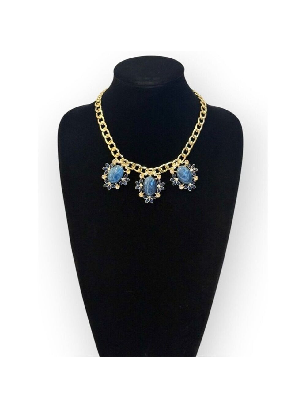 LEE ANGEL For NEIMAN MARCUS Blue Cabochon Statement Necklace | NWT